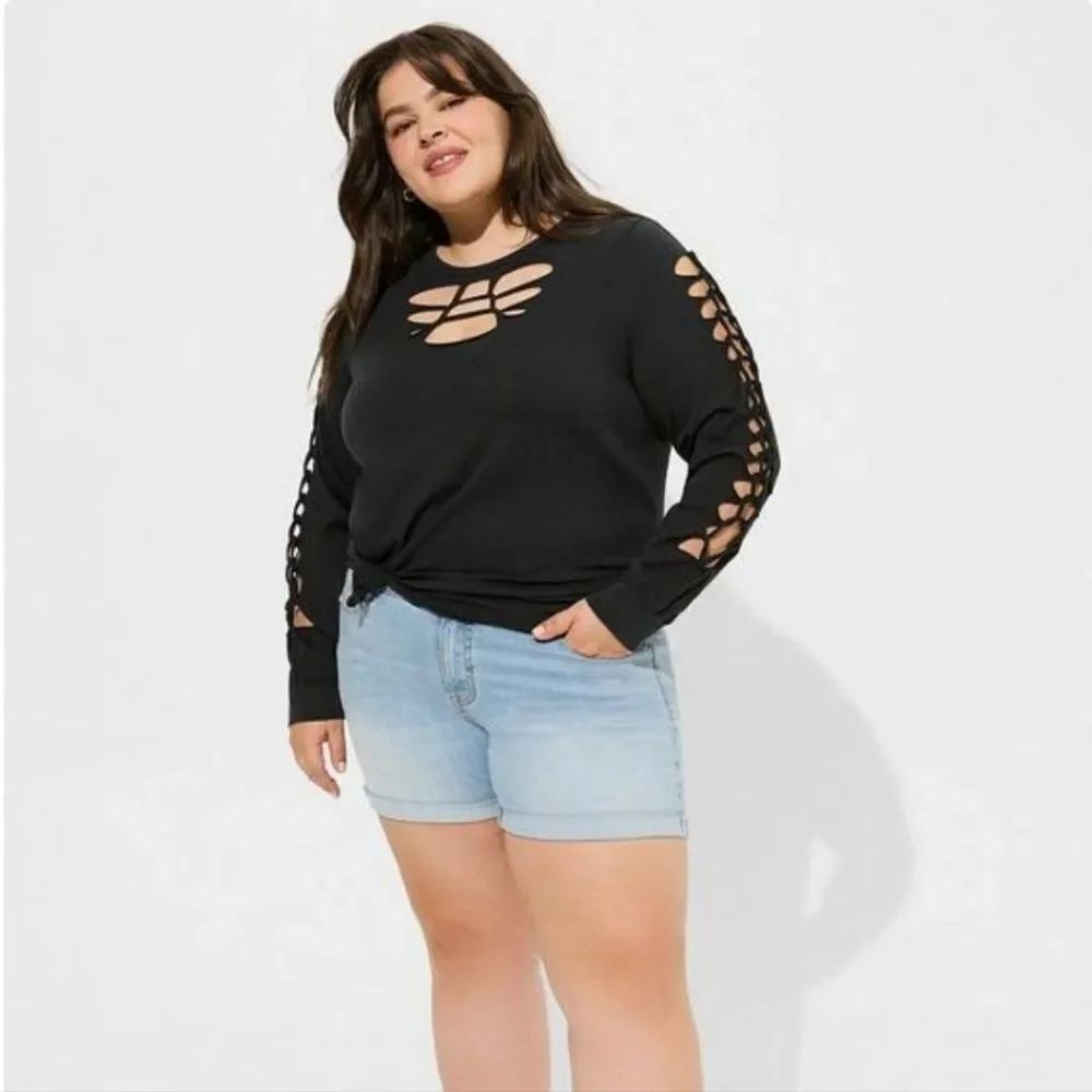 Torrid Black Long Sleeve Cutout Top